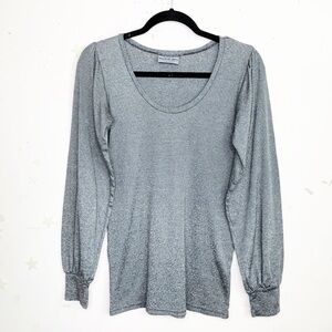 MICHAEL Stars gray scoop neck puff sleeve blouse